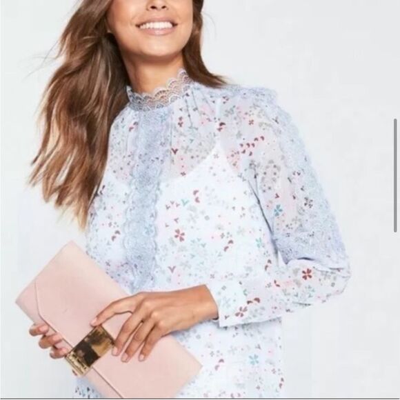 NWOT TED BAKER Javiera lace top Pale Blue Size 4/US 10 - Picture 2 of 10